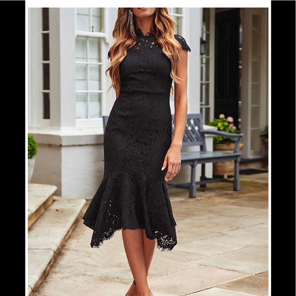 Dresses & Skirts - 🆕Retro Lace Floral High Neck Mermaid Party Dress